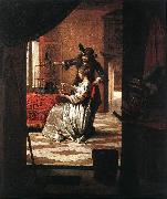 HOOCH, Pieter de Couple with Parrot sg oil painting on canvas